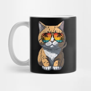 Cool Feline in Shades: Whiskered Purrfection for Cat Miaw Lovers Mug